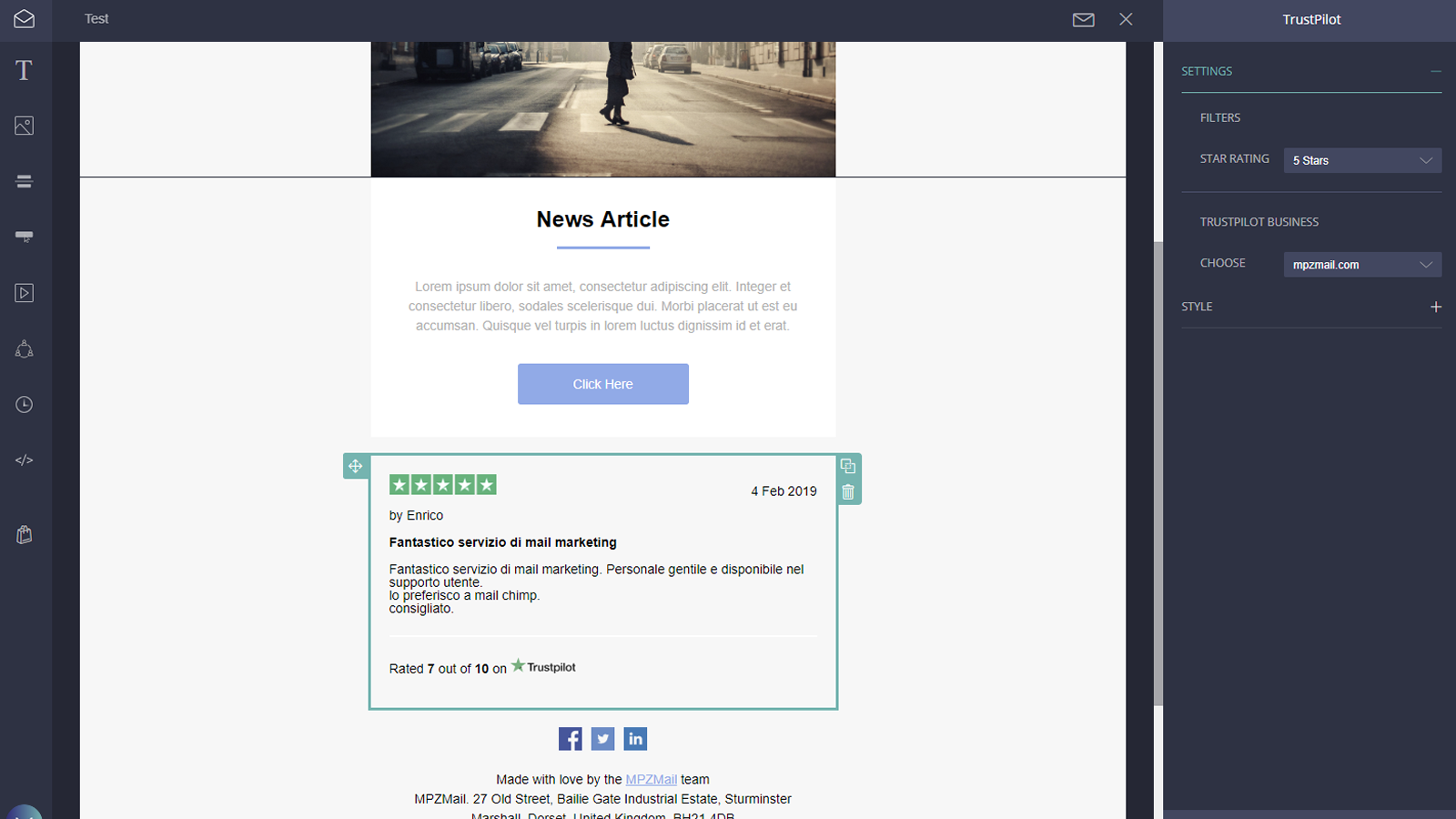 TrustPilot Integration Screenshot