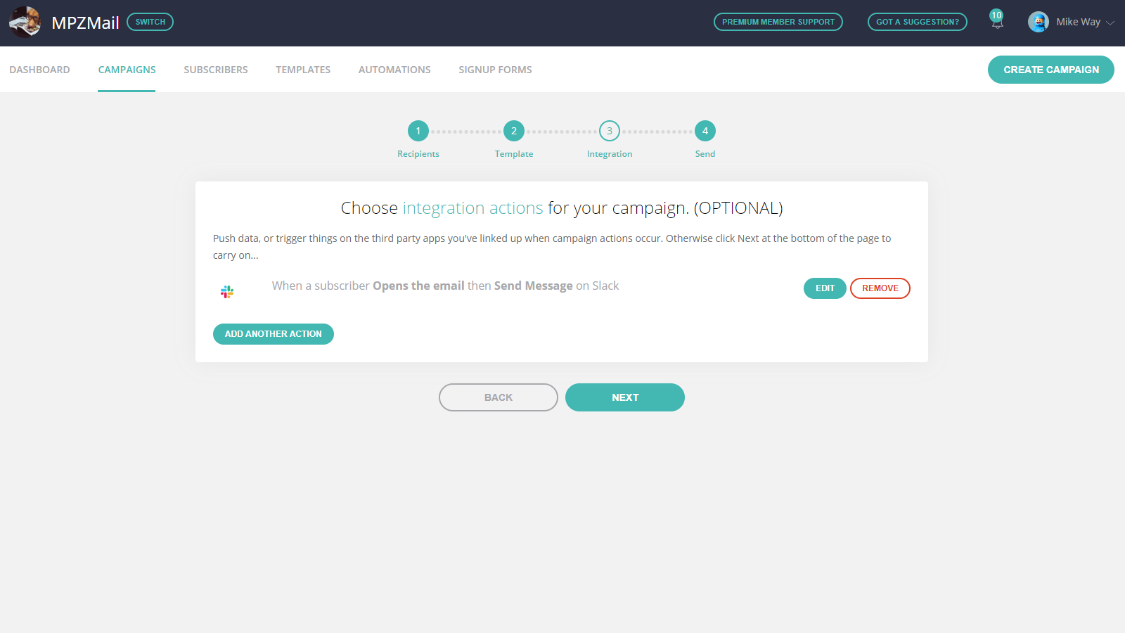 Slack Integration Screenshot